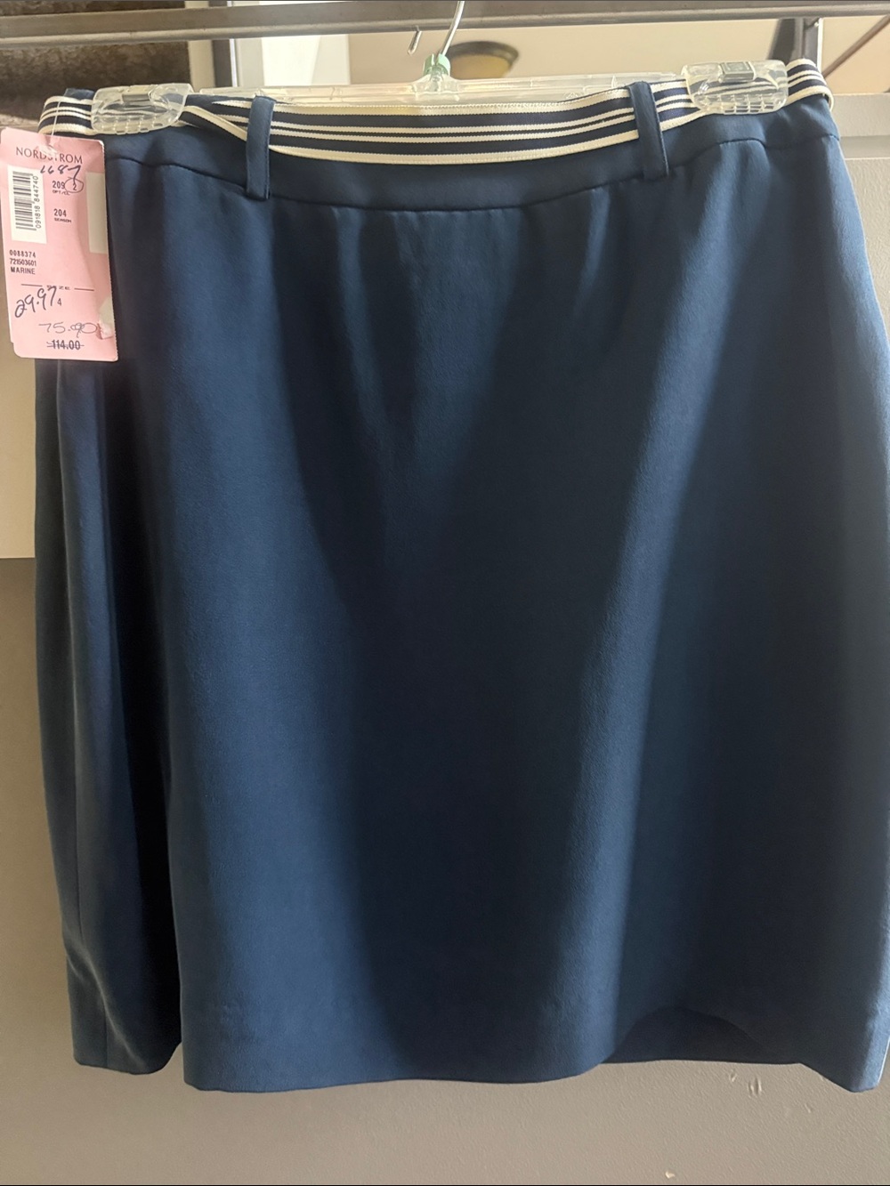 Jones New York Navy A-Line Skirt with Striped Waistband